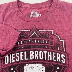 Diesel Brothers Skull Men's T-Shirt Red Cotton Blend Short Sleeve  Size M